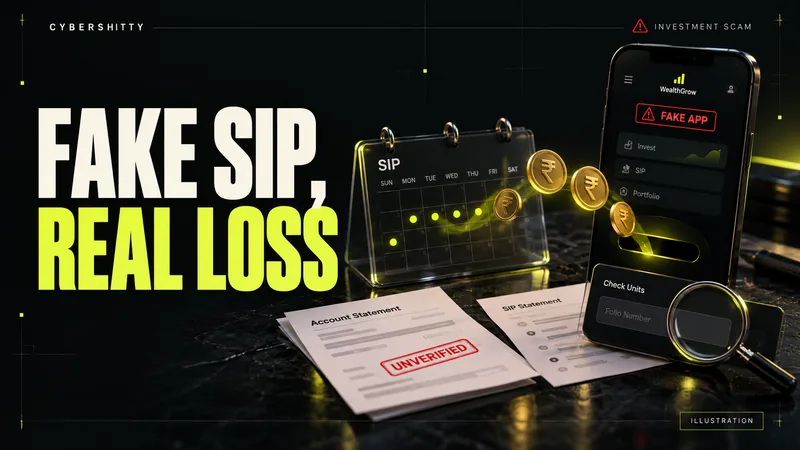 प्रतीकात्मक चित्र, जिस पर अंग्रेज़ी में लिखा है: FAKE SIP, REAL LOSS