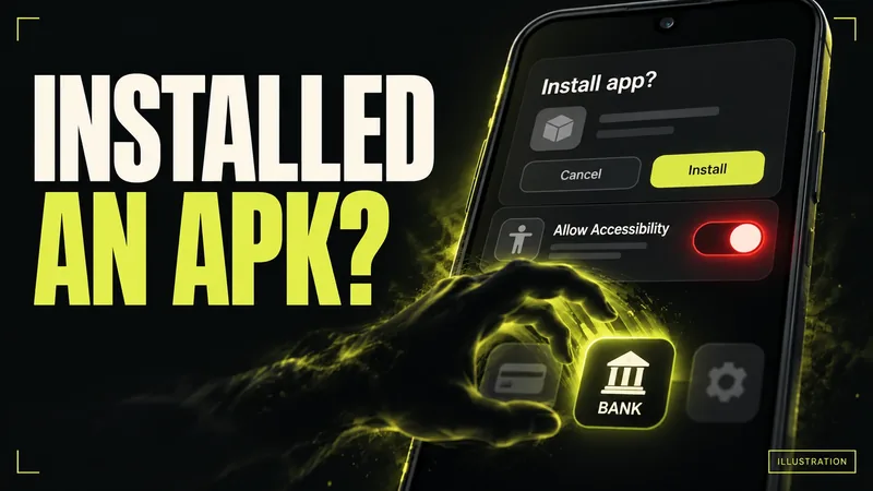 प्रतीकात्मक चित्र, जिस पर अंग्रेज़ी में लिखा है: INSTALLED AN APK?