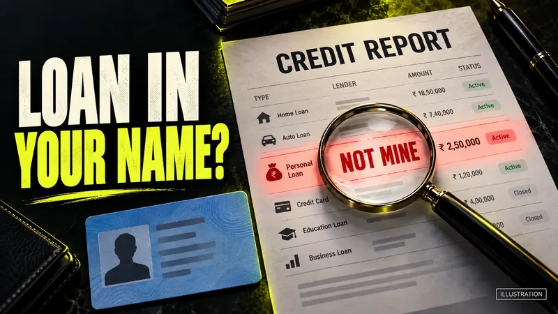 प्रतीकात्मक चित्र, जिस पर अंग्रेज़ी में लिखा है: LOAN IN YOUR NAME?