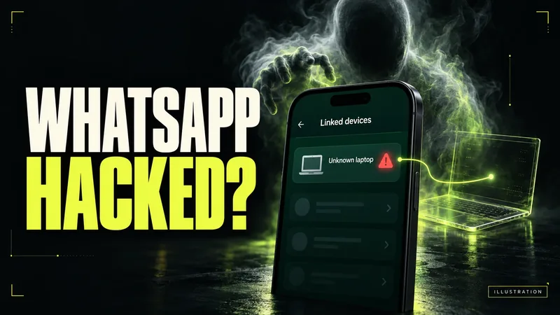 प्रतीकात्मक चित्र, जिस पर अंग्रेज़ी में लिखा है: WHATSAPP HACKED?